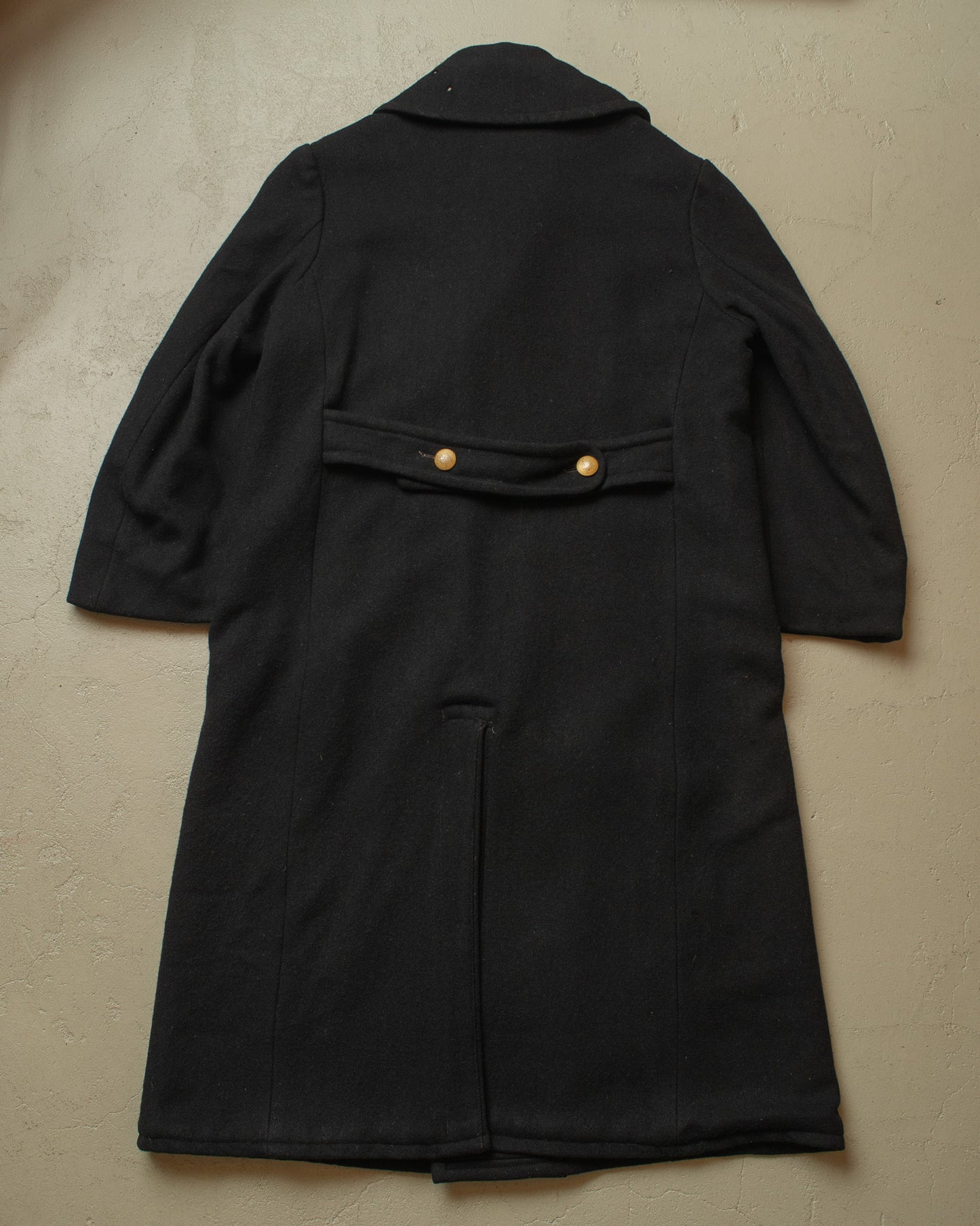 1930s German Double Breasted Wool Overcoat black - L