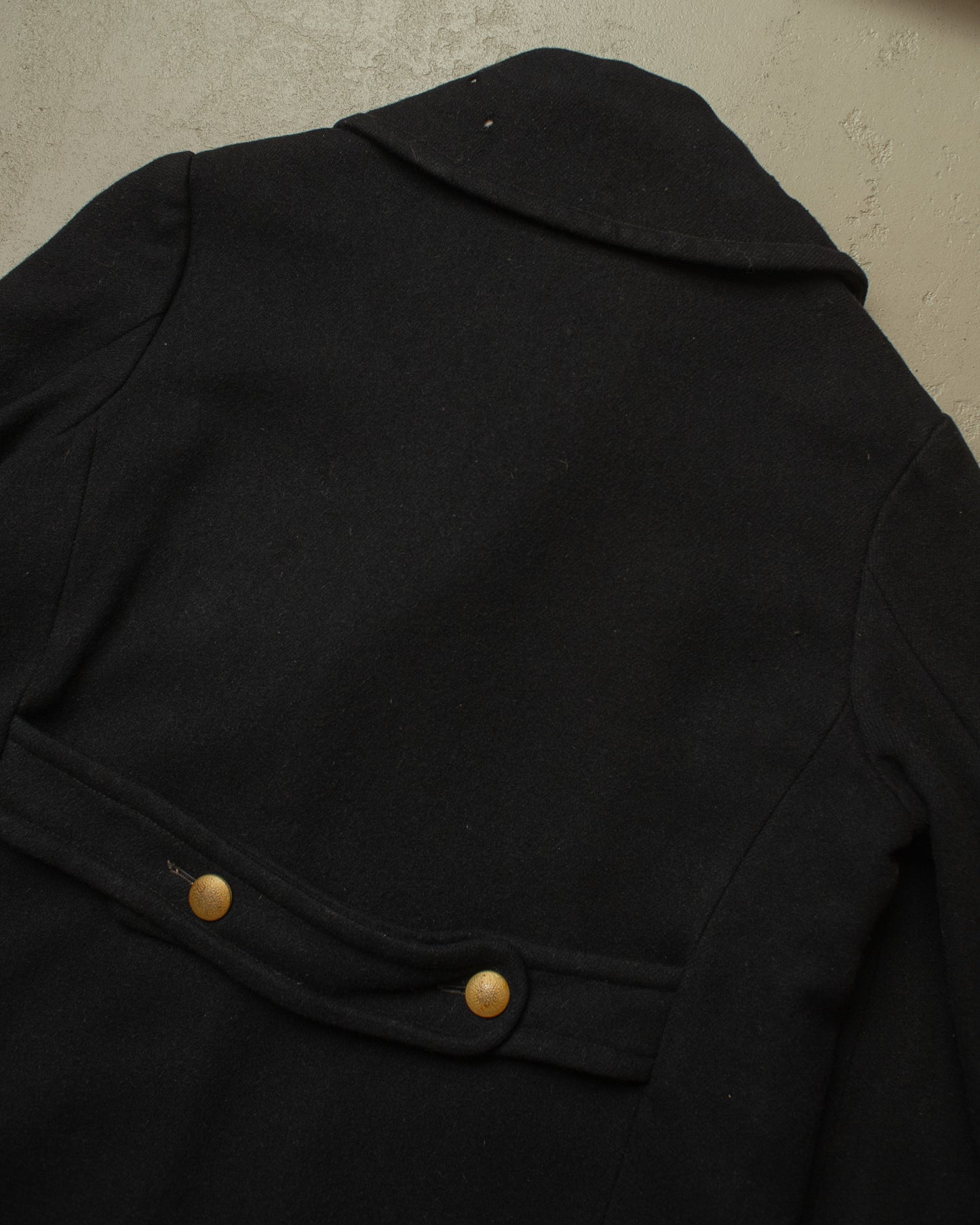 1930s German Double Breasted Wool Overcoat black - L