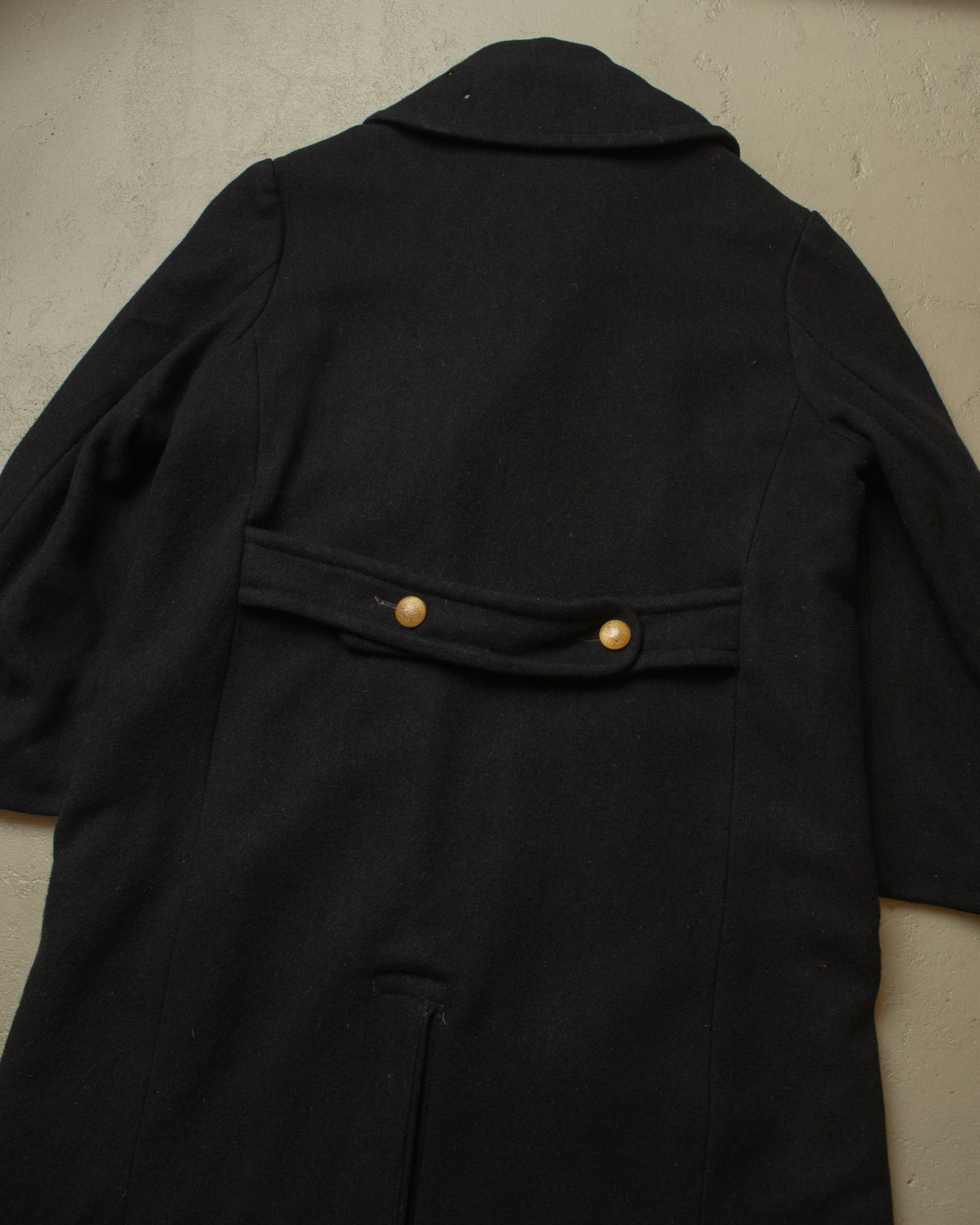 1930s German Double Breasted Wool Overcoat black - L