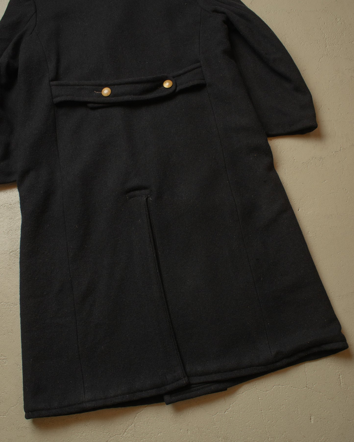 1930s German Double Breasted Wool Overcoat black - L