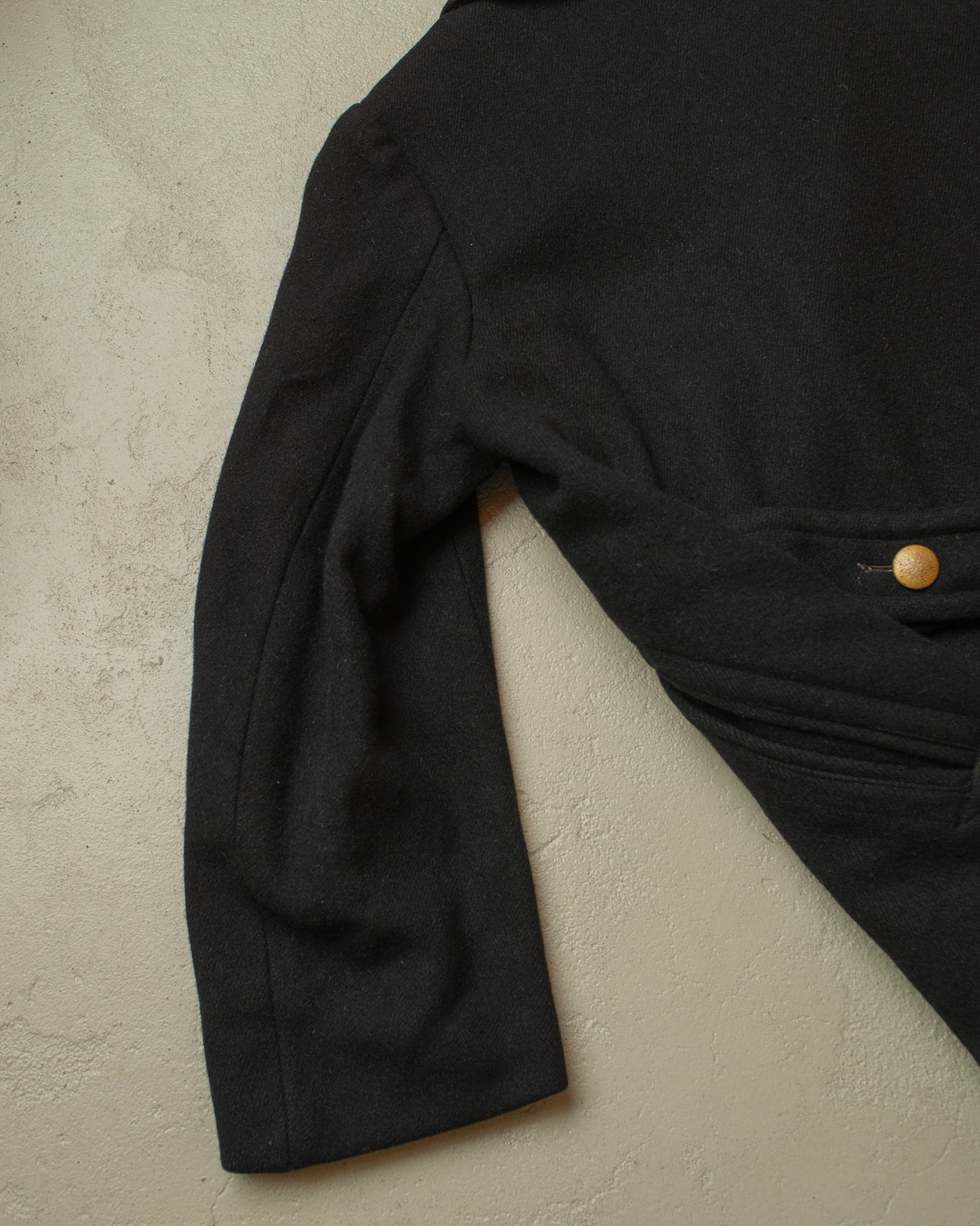 1930s German Double Breasted Wool Overcoat black - L