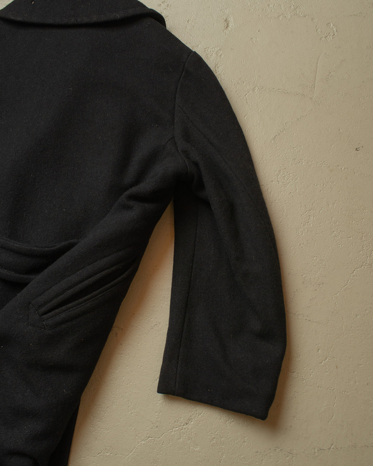 1930s German Double Breasted Wool Overcoat black - L