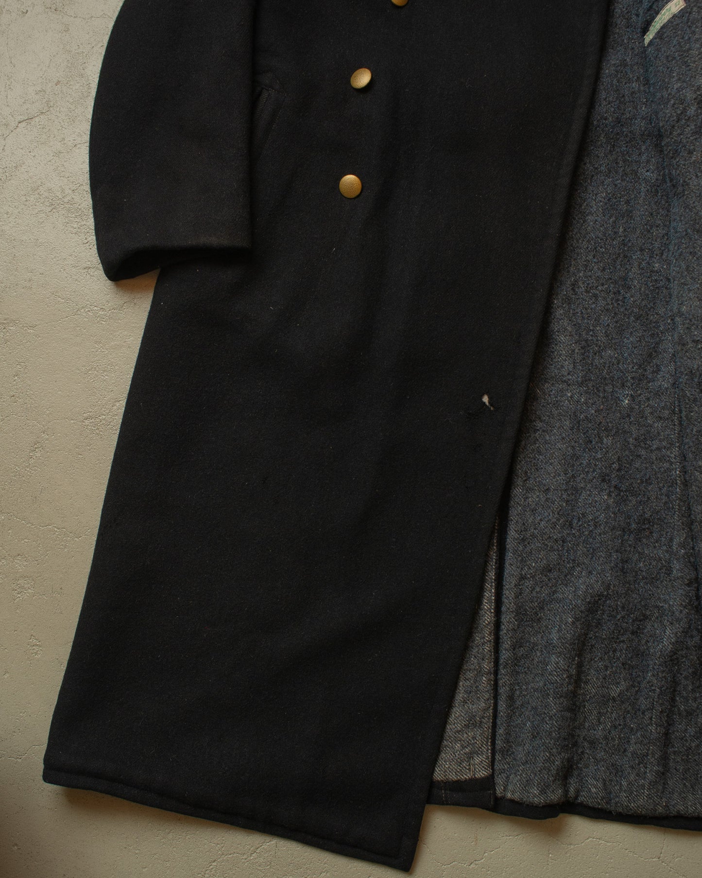 1930s German Double Breasted Wool Overcoat black - L