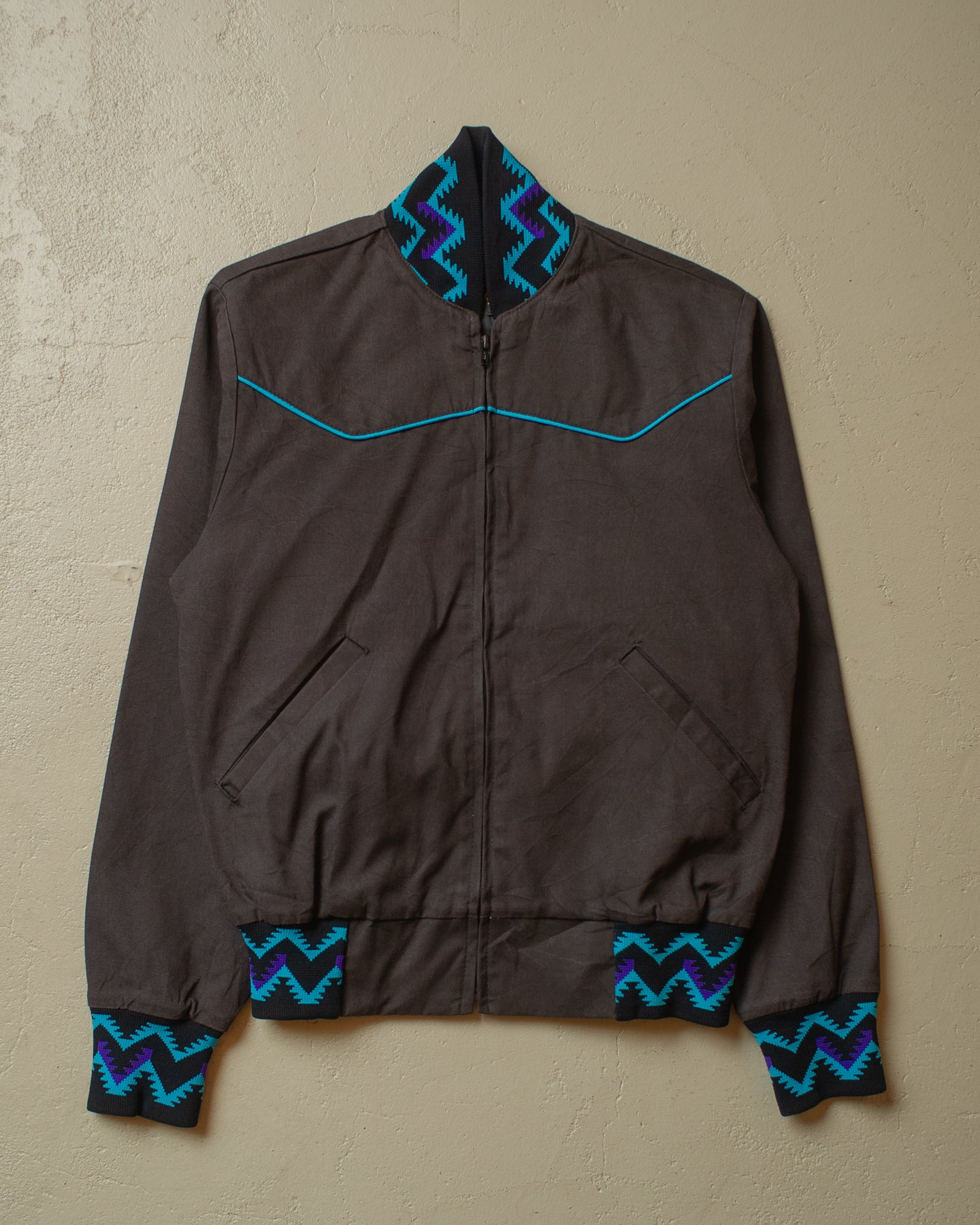 1990s Aztec light Bomber Jacket black - S