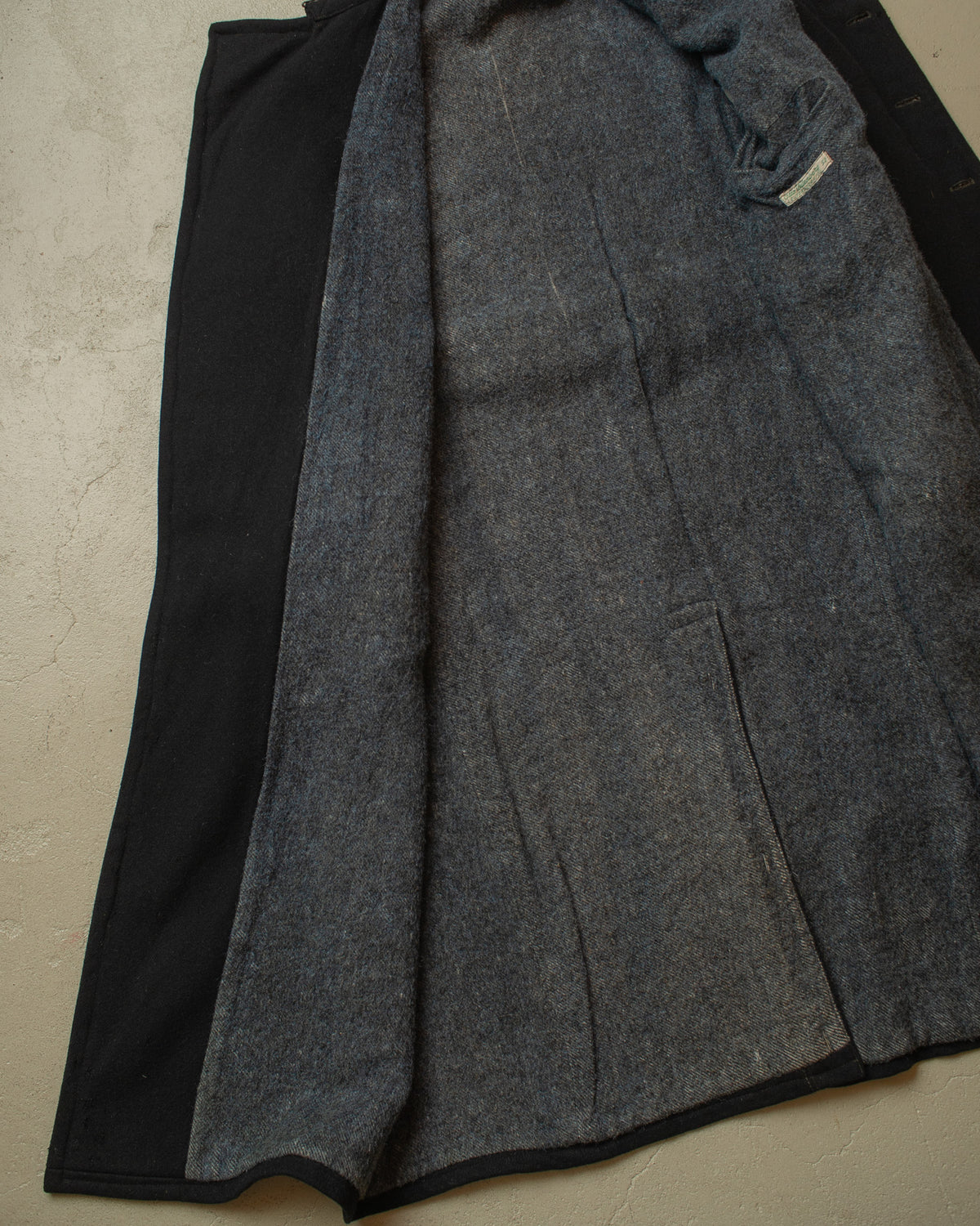 1930s German Double Breasted Wool Overcoat black - L