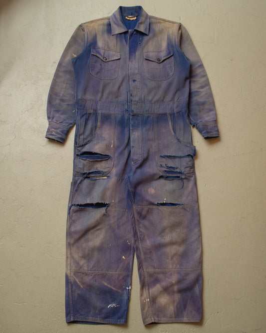 1960s/70s German distressed Cotton Work Coverall blue - M
