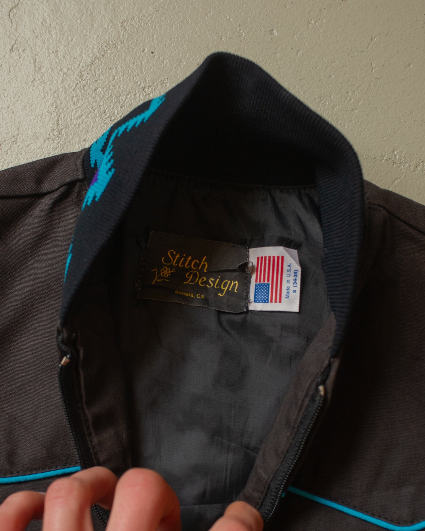 1990s Aztec light Bomber Jacket black - S