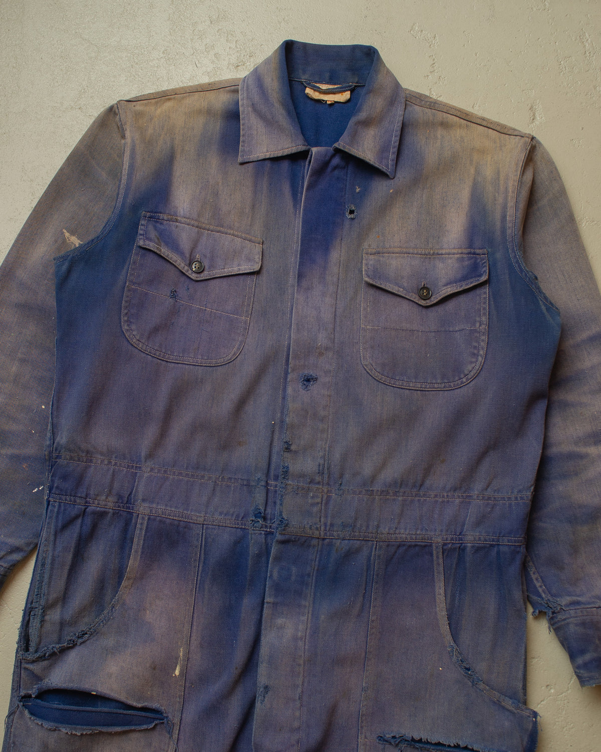 1960s/70s German distressed Cotton Work Coverall blue - M