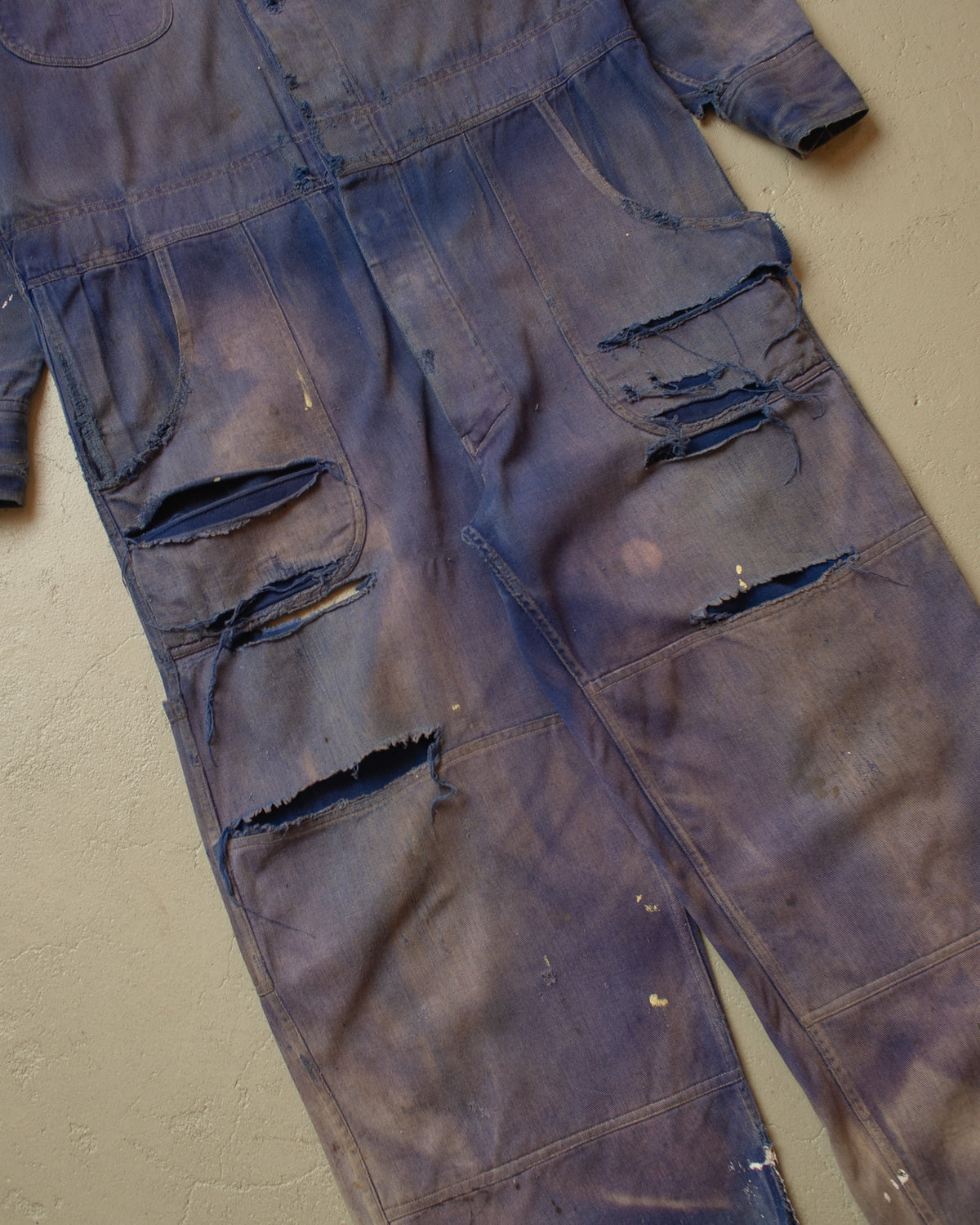 1960s/70s German distressed Cotton Work Coverall blue - M