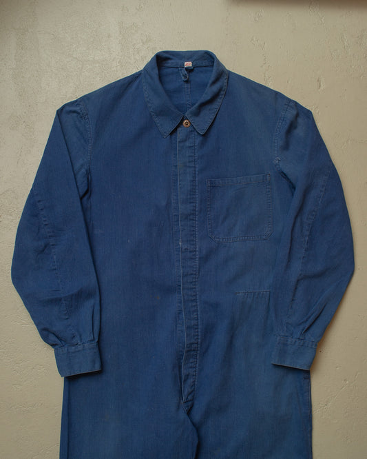 1930s/40s German Luftwaffe Linen Work Coverall blue - M