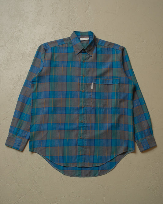 1990s unworn Adidas Outdoor Shirt blue/green - L