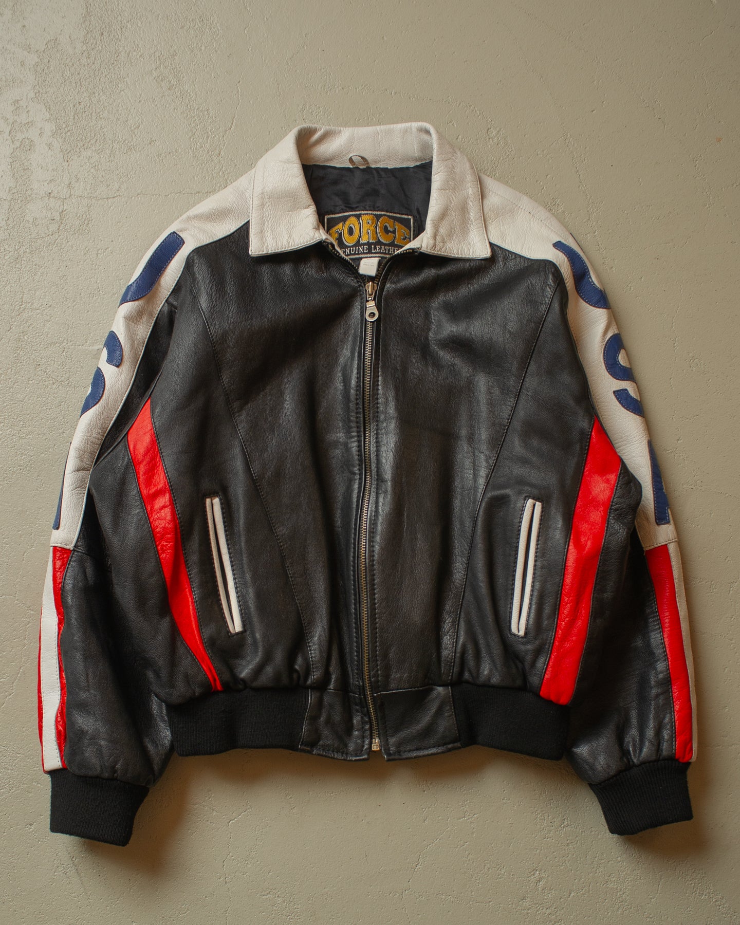 1990s USA Flag Leather Bomber Jacket multi - L/XL
