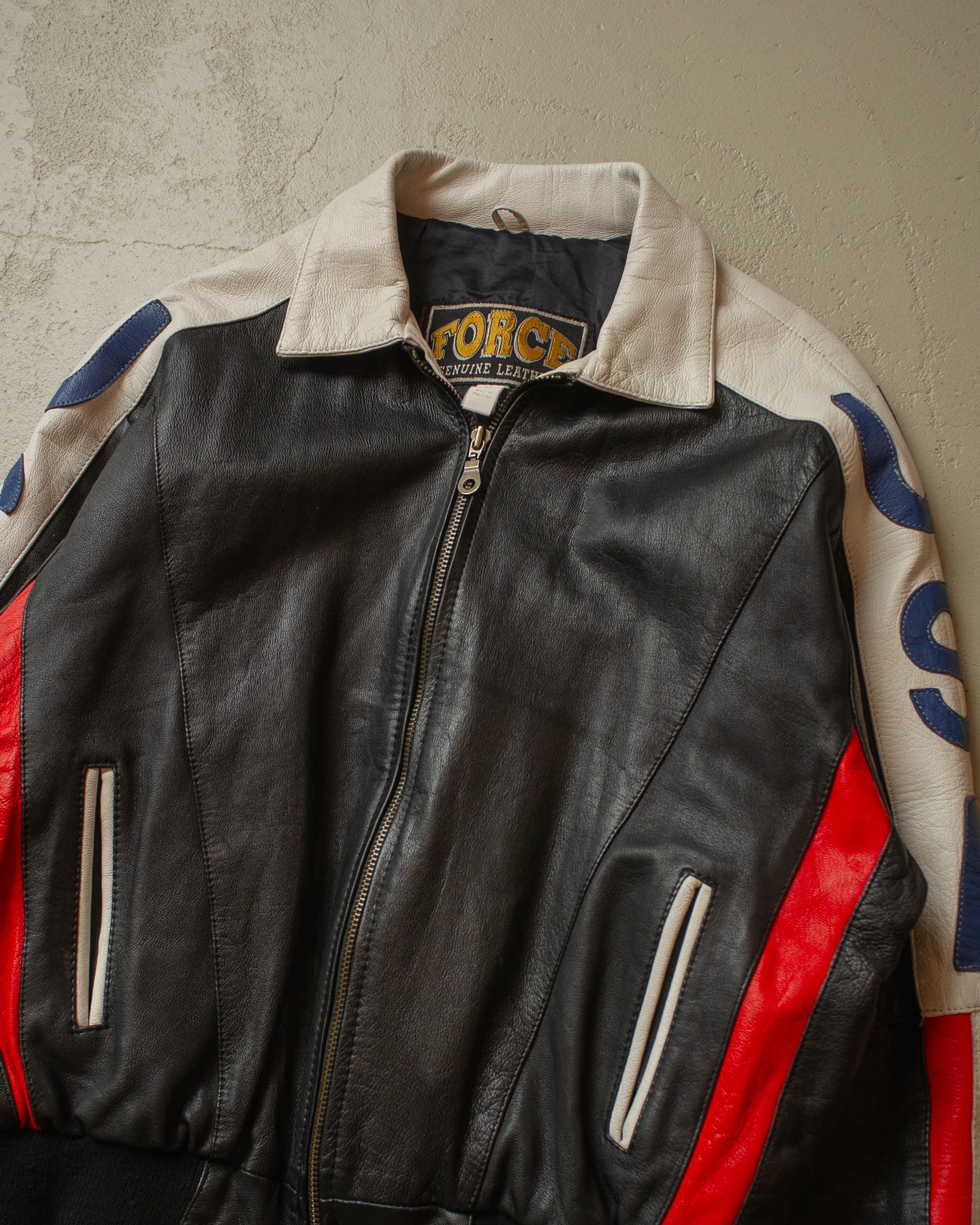 1990s USA Flag Leather Bomber Jacket multi - L/XL