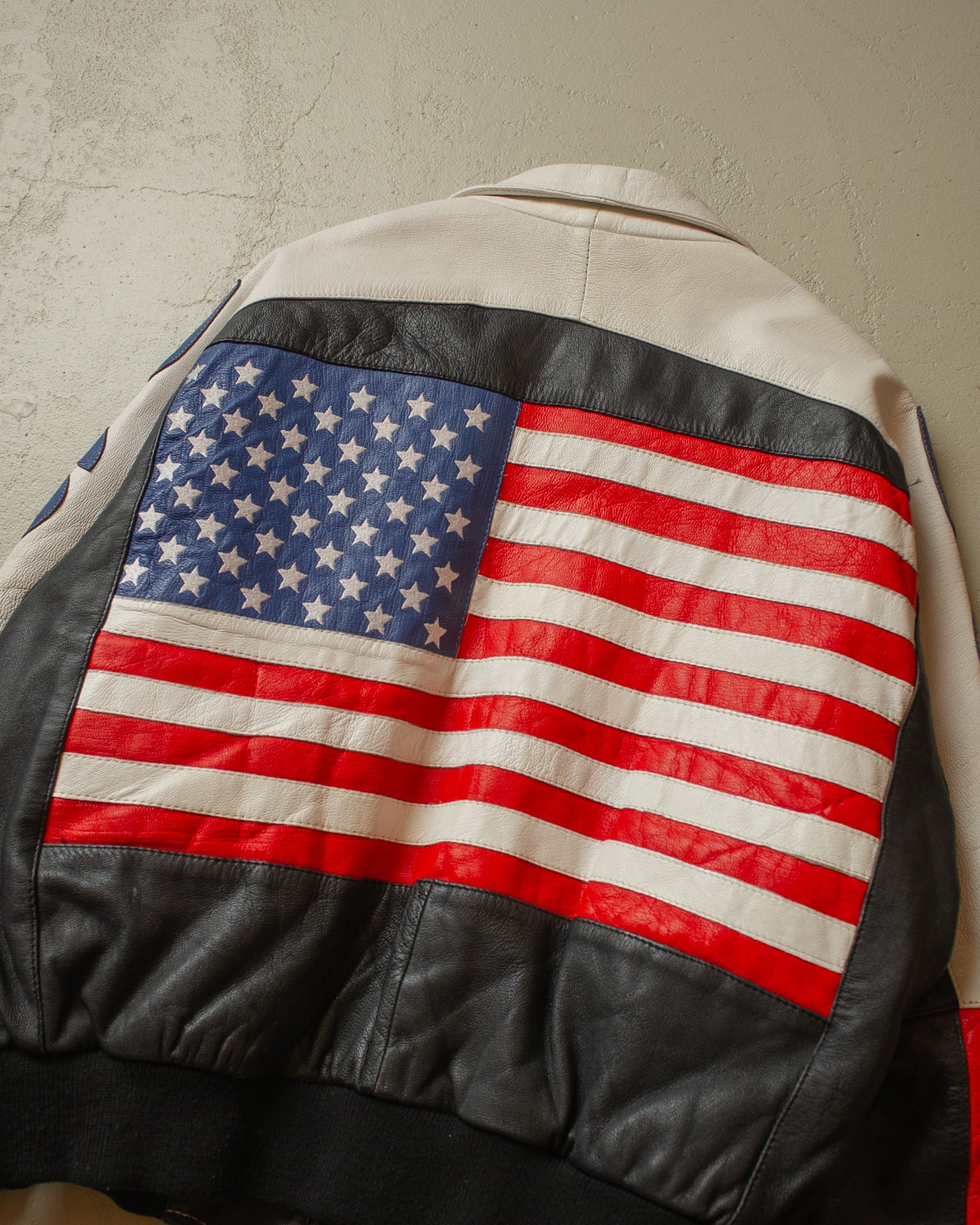 1990s USA Flag Leather Bomber Jacket multi - L/XL