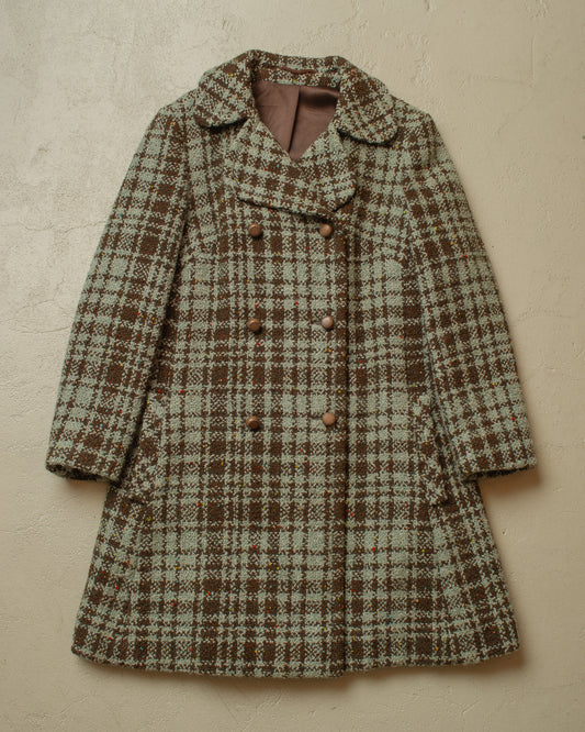 1960s German Womens Double Breasted "Jörissen" Swing Wool Coat - M/L