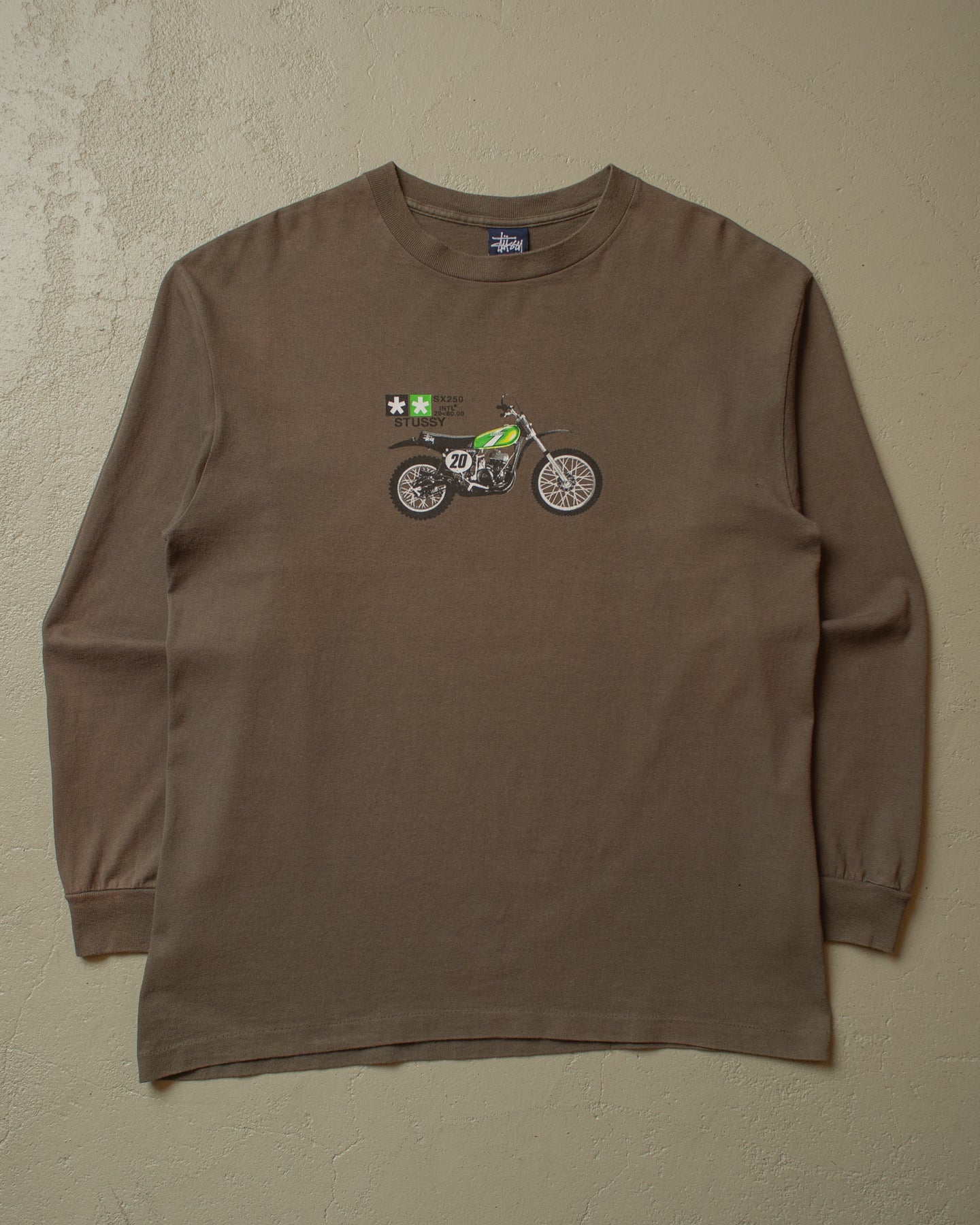 1990s Stüssy Motocross Longsleeve khaki - M/L