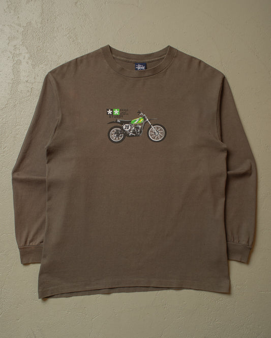 1990s Stüssy Motocross Longsleeve khaki - M/L
