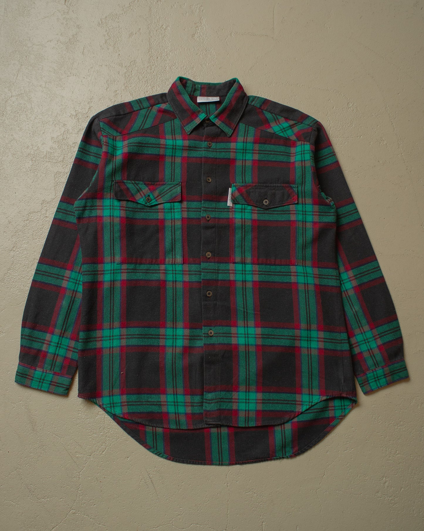 1990s Adidas Outdoor Flannel Shirt green/black - XL