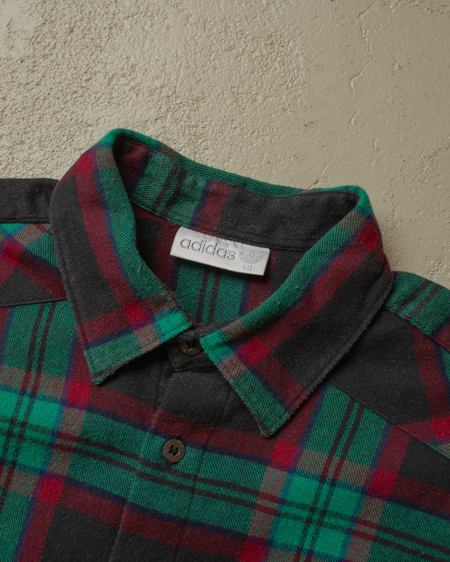 1990s Adidas Outdoor Flannel Shirt green/black - XL