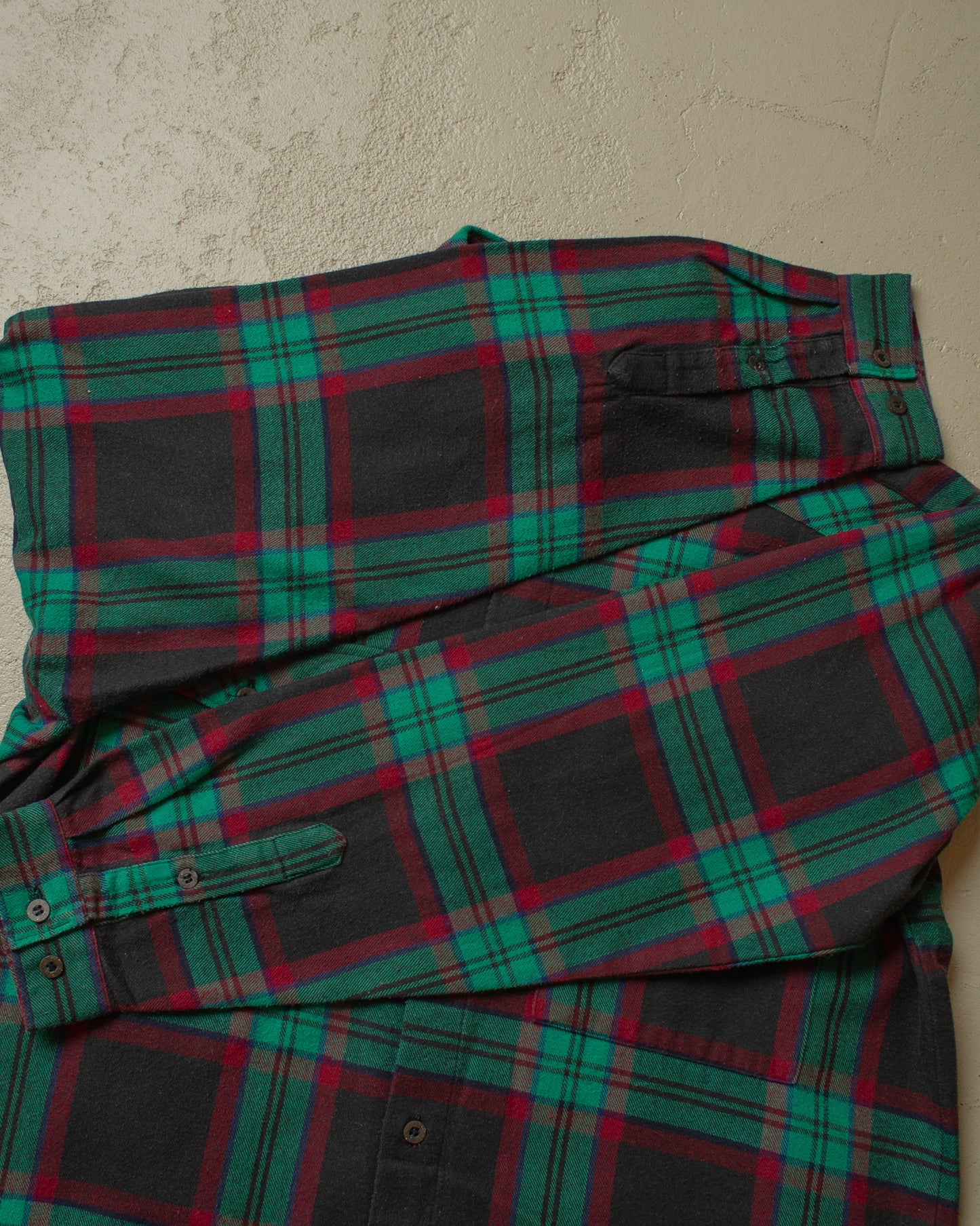 1990s Adidas Outdoor Flannel Shirt green/black - XL