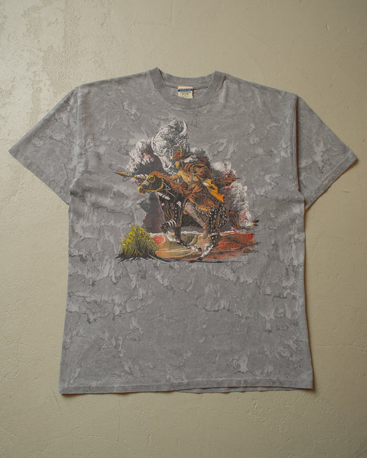 1990s Native American Tie Dye T-shirt grey - XL/XXL