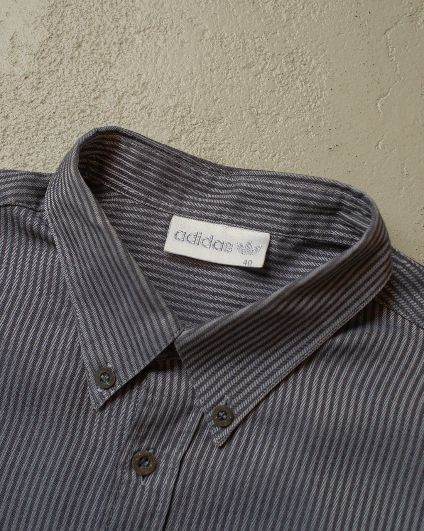 1990s unworn Adidas Outdoor Shirt pinstriped grey - M/L