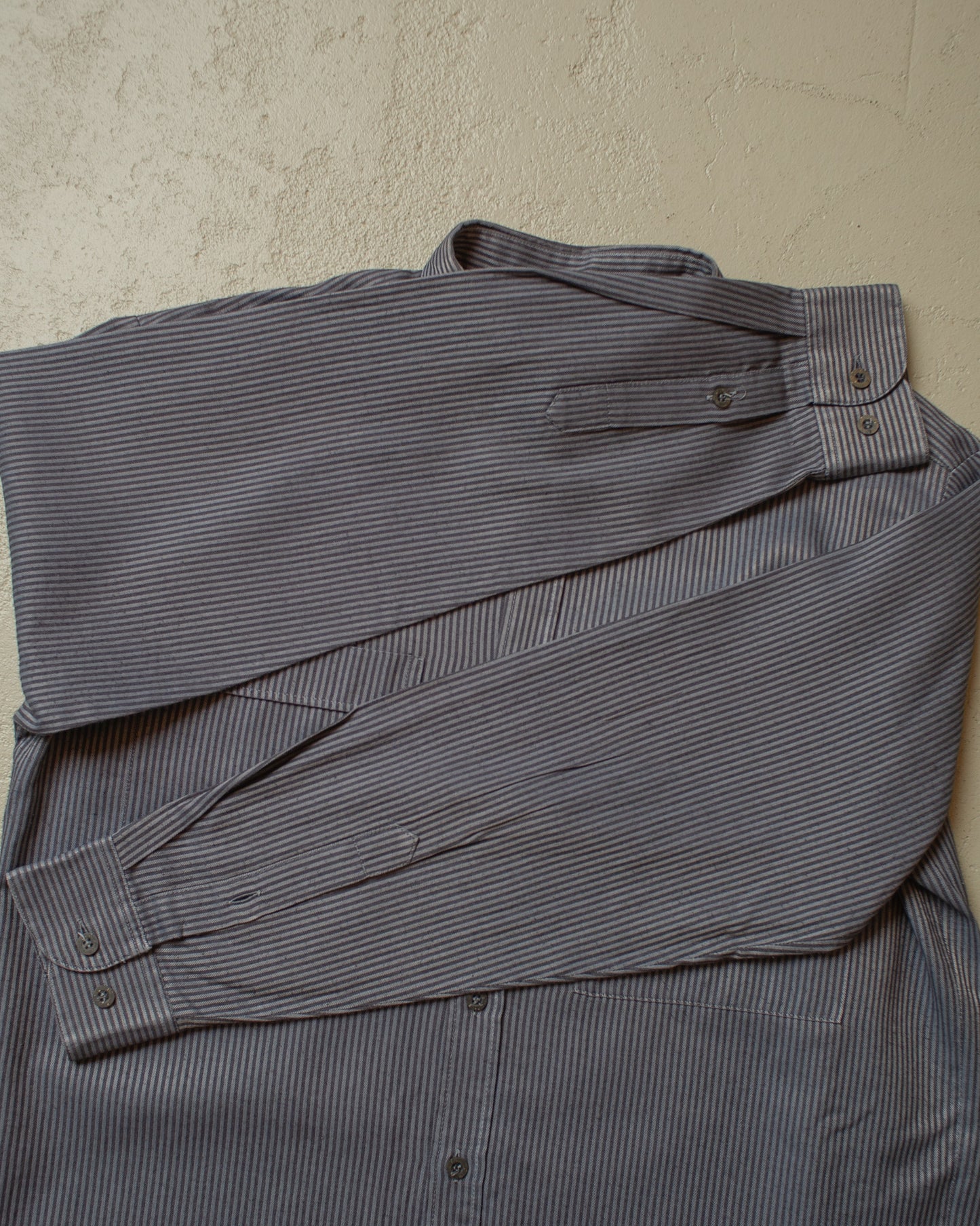 1990s unworn Adidas Outdoor Shirt pinstriped grey - M/L