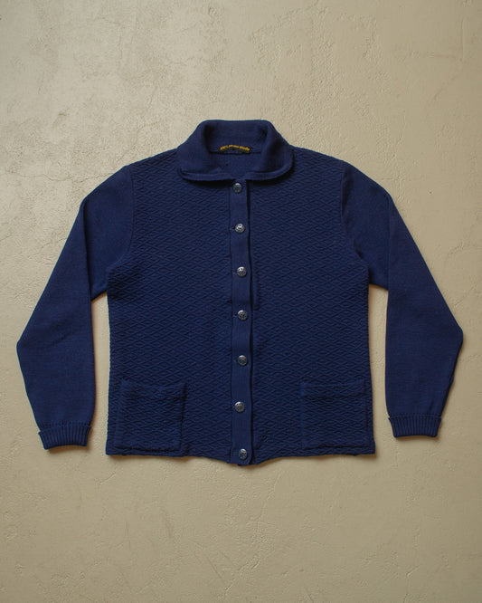 1940s German Womens Wool Knit Cardigan navyblue - M