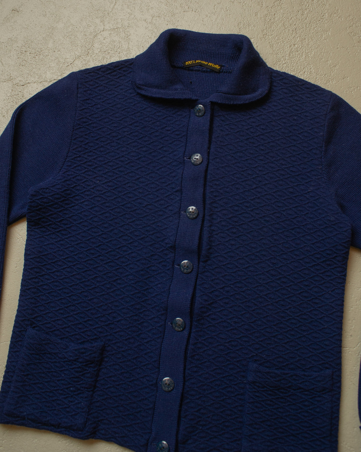 1940s German Womens Wool Knit Cardigan navyblue - M