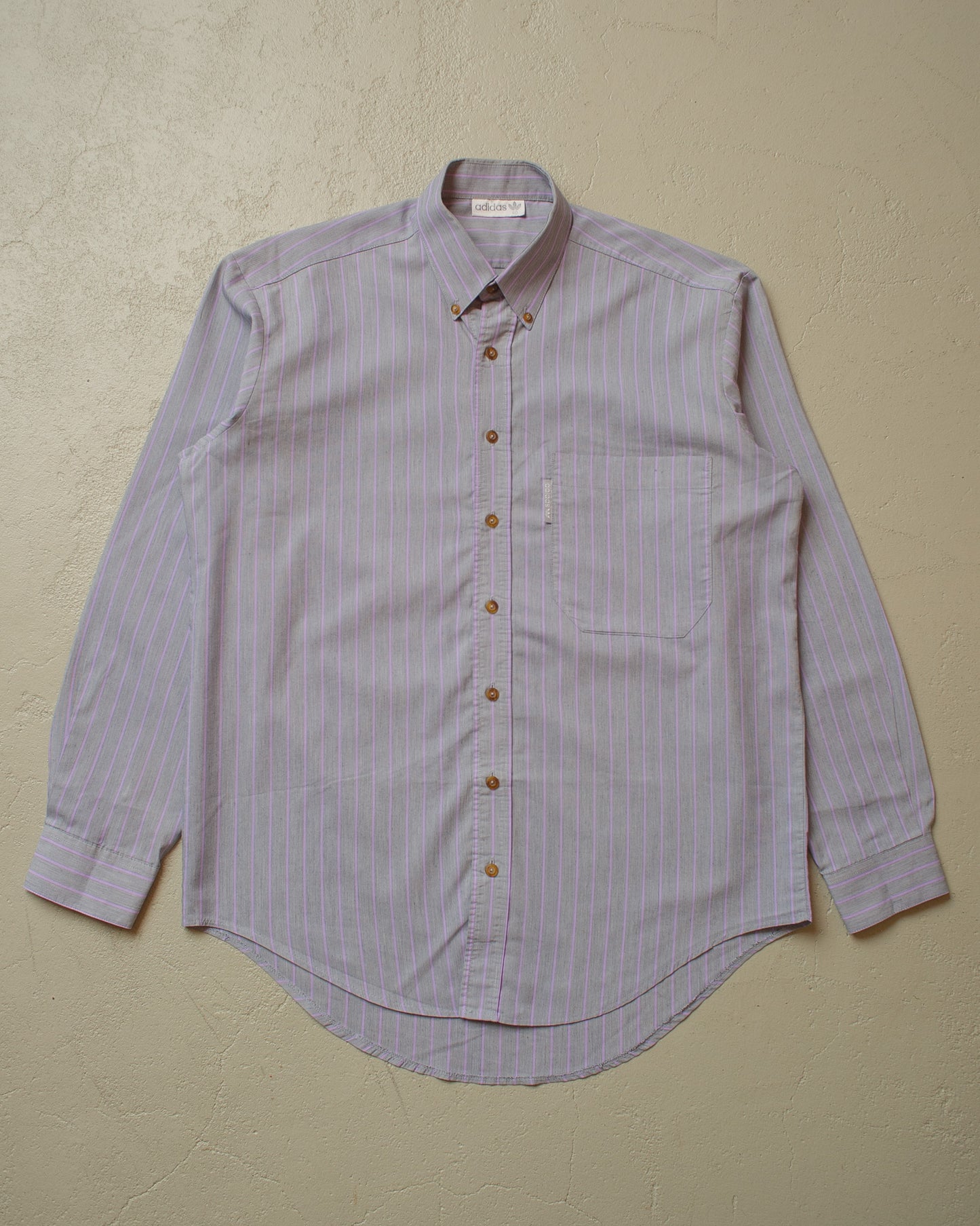 1990s unworn Adidas Outdoor striped Shirt grey/pink - L