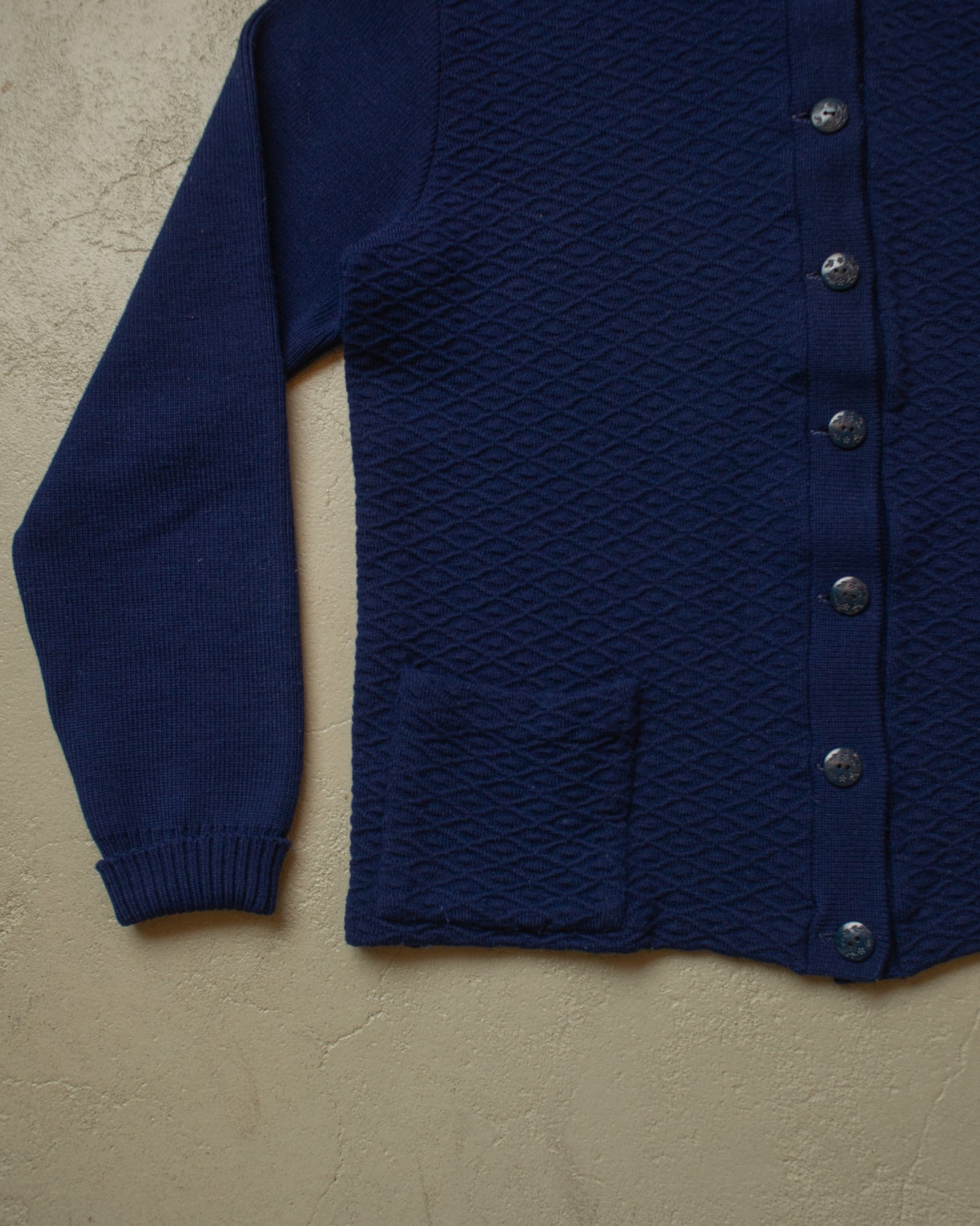 1940s German Womens Wool Knit Cardigan navyblue - M