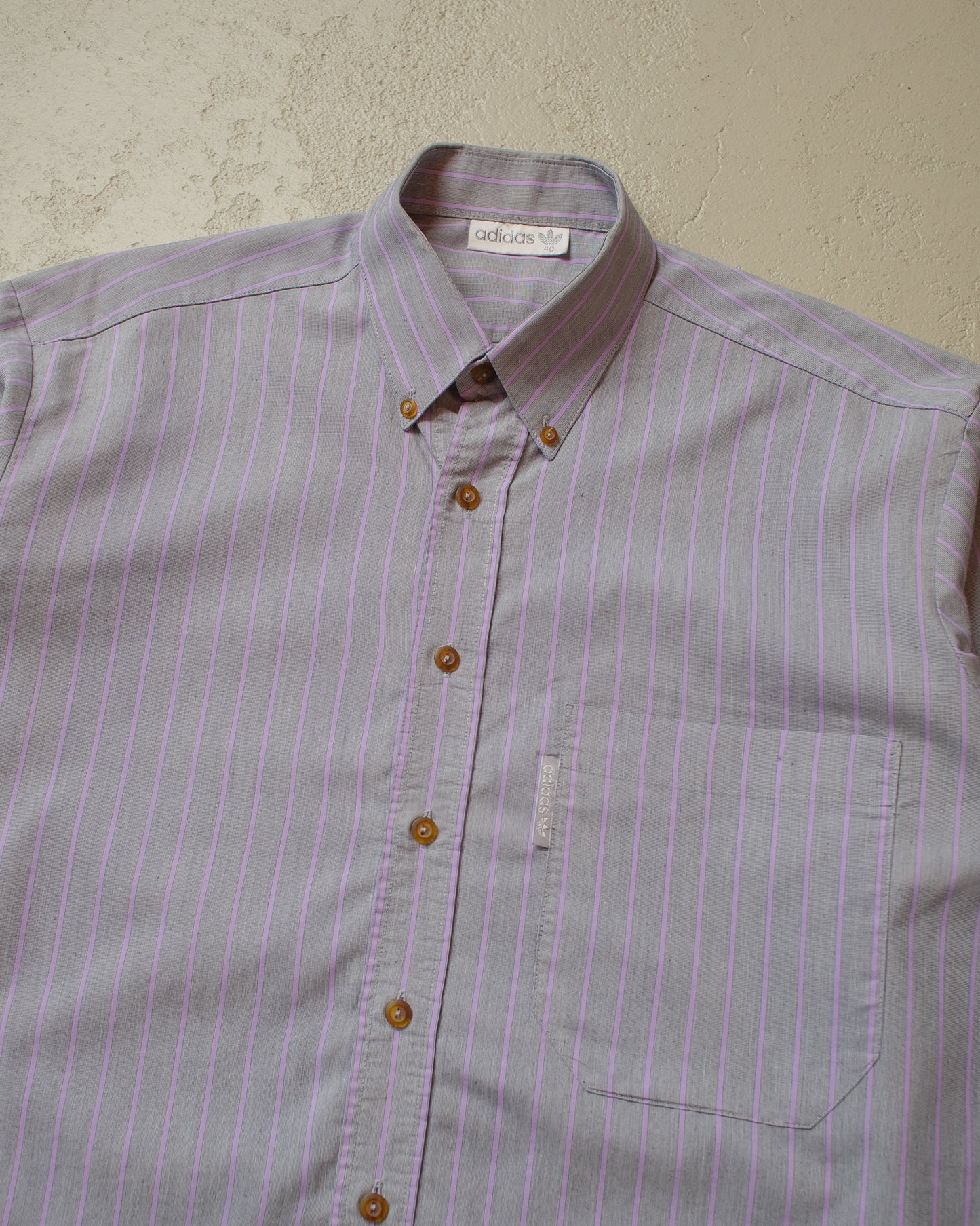 1990s unworn Adidas Outdoor striped Shirt grey/pink - L