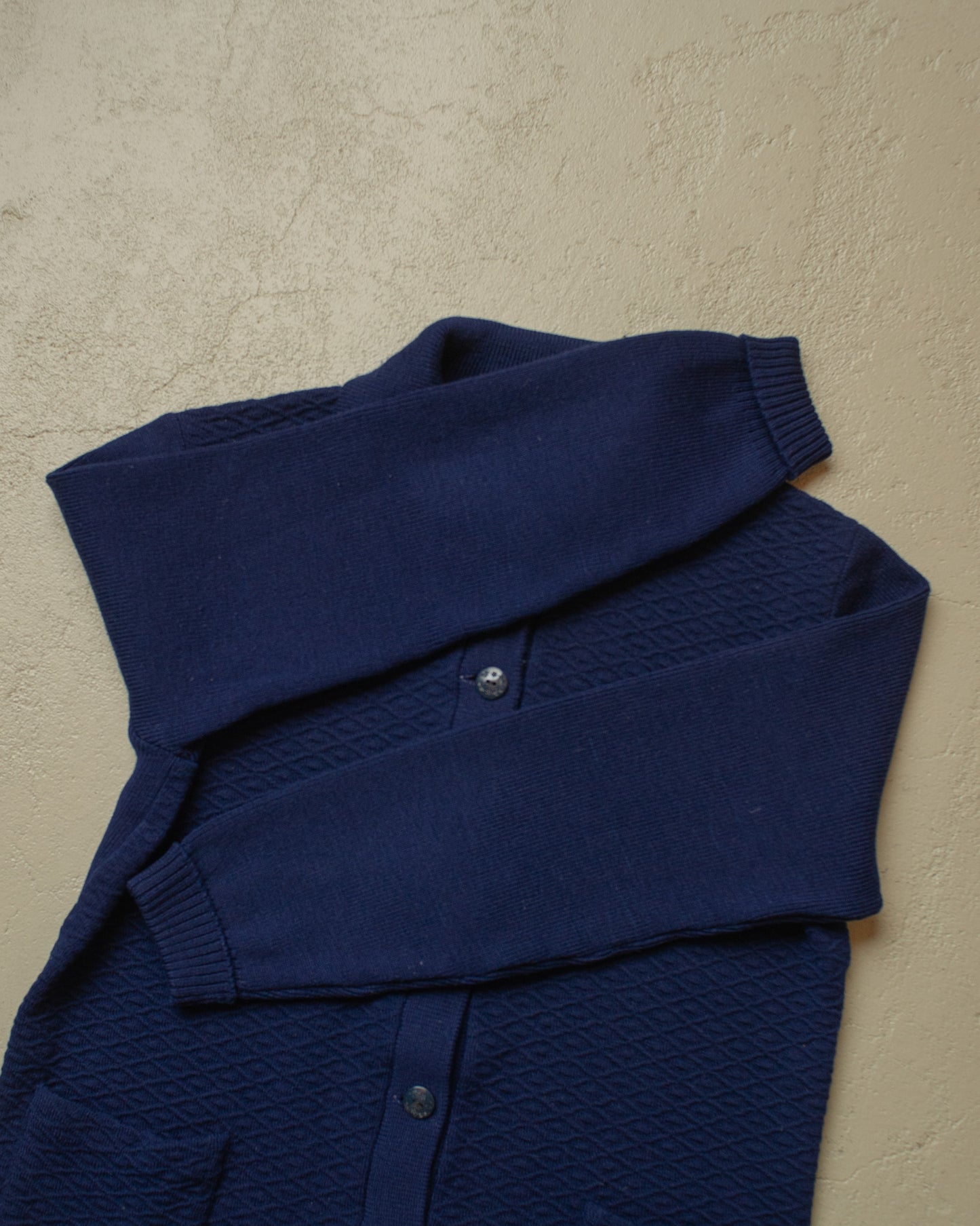 1940s German Womens Wool Knit Cardigan navyblue - M