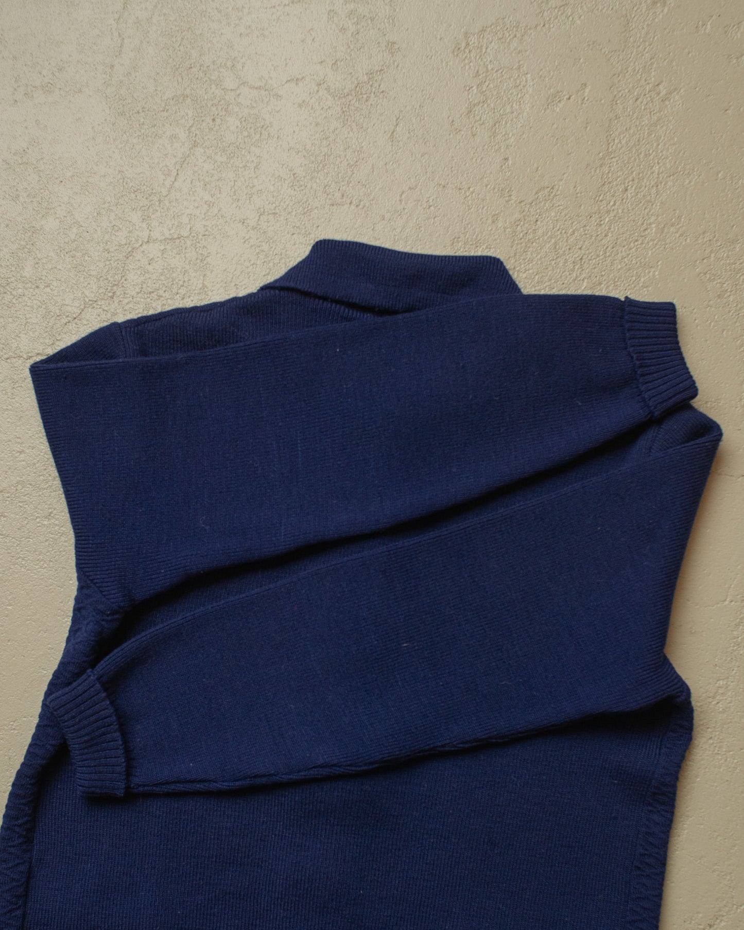 1940s German Womens Wool Knit Cardigan navyblue - M