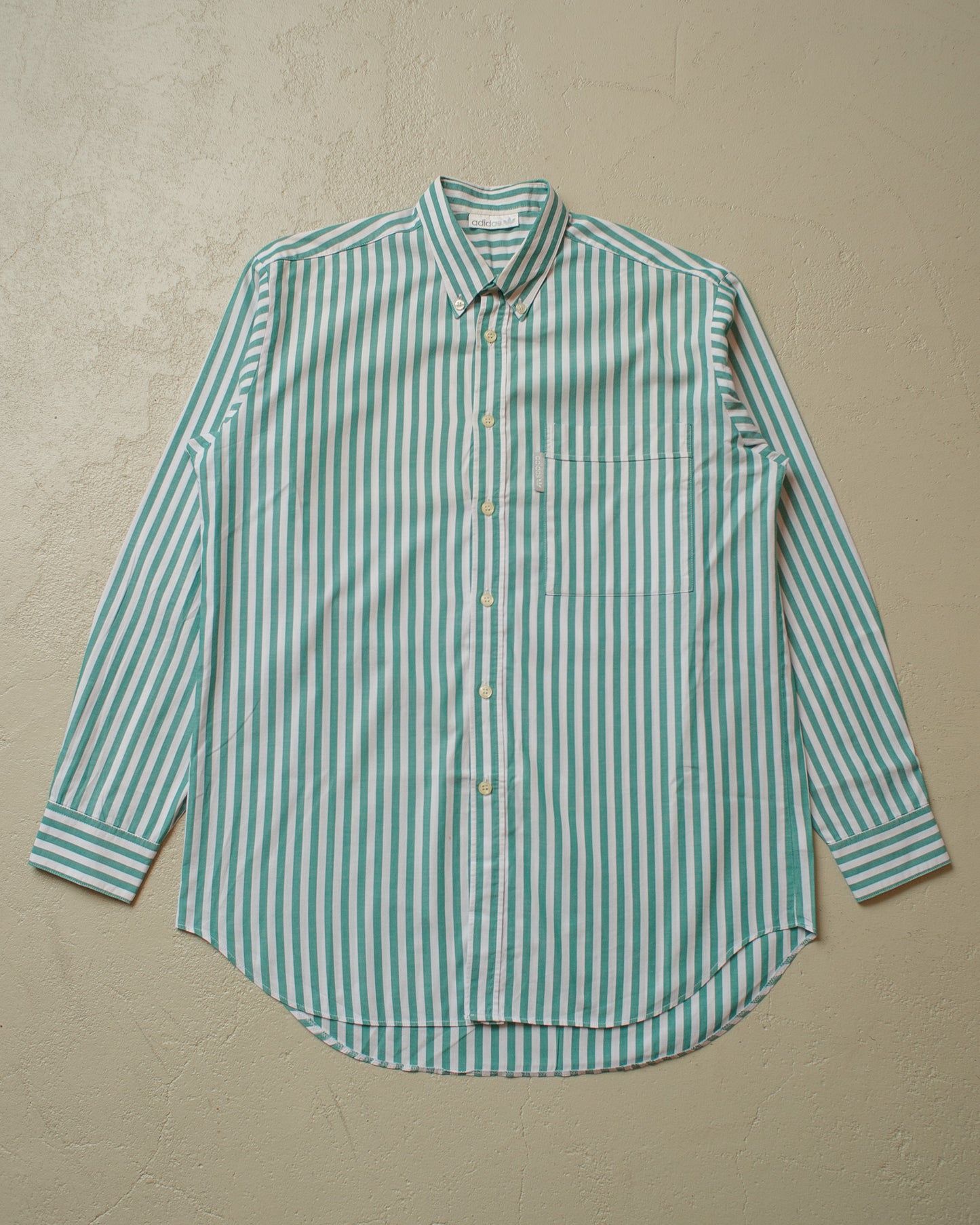 1990s Adidas Outdoor Shirt striped green - M/L