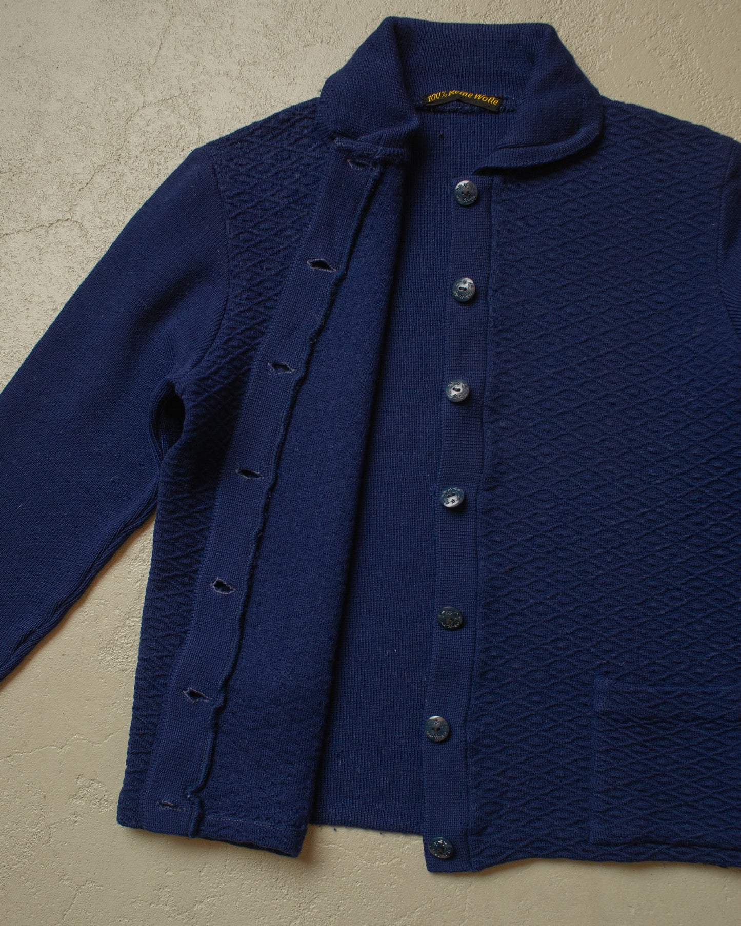 1940s German Womens Wool Knit Cardigan navyblue - M