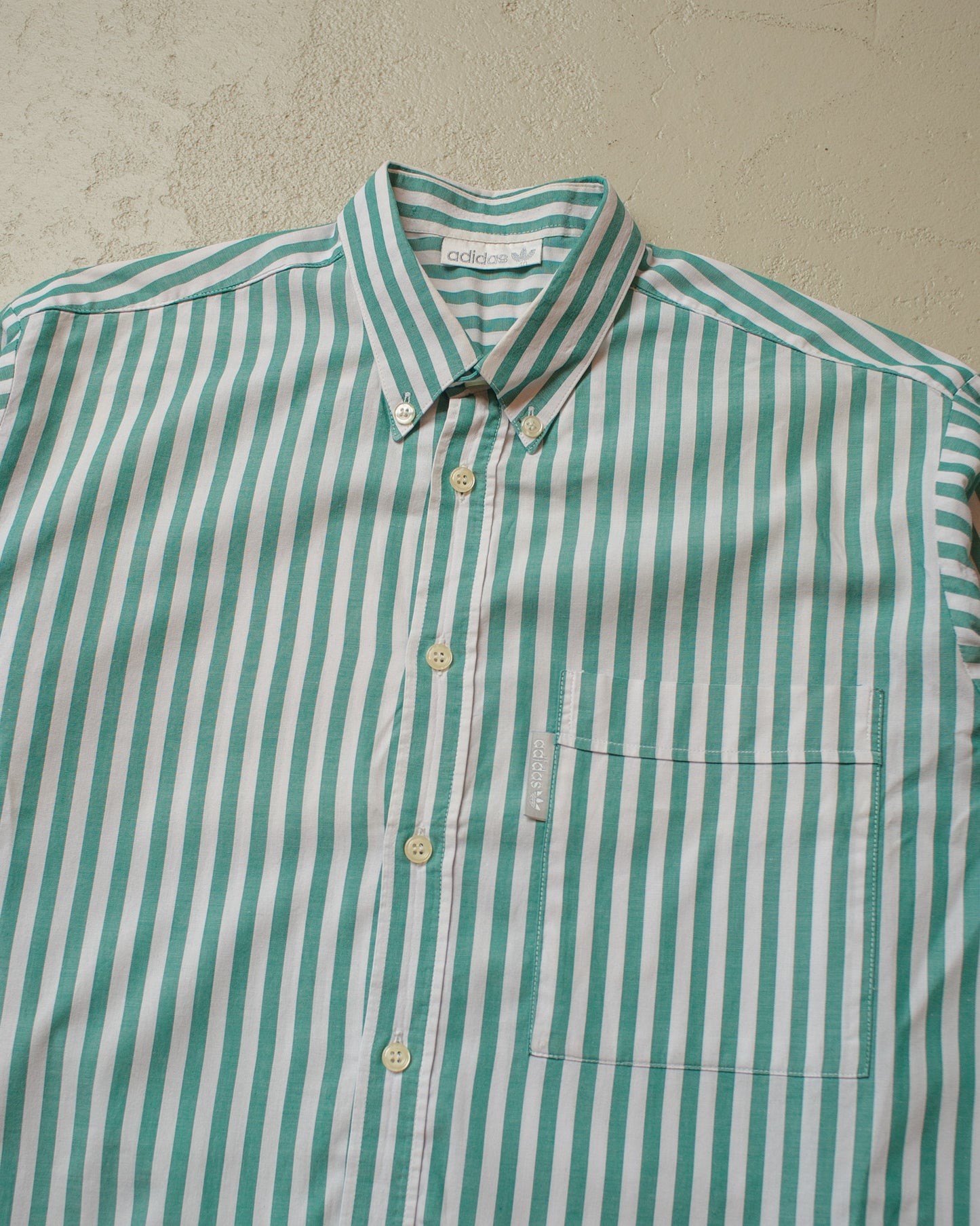 1990s Adidas Outdoor Shirt striped green - M/L