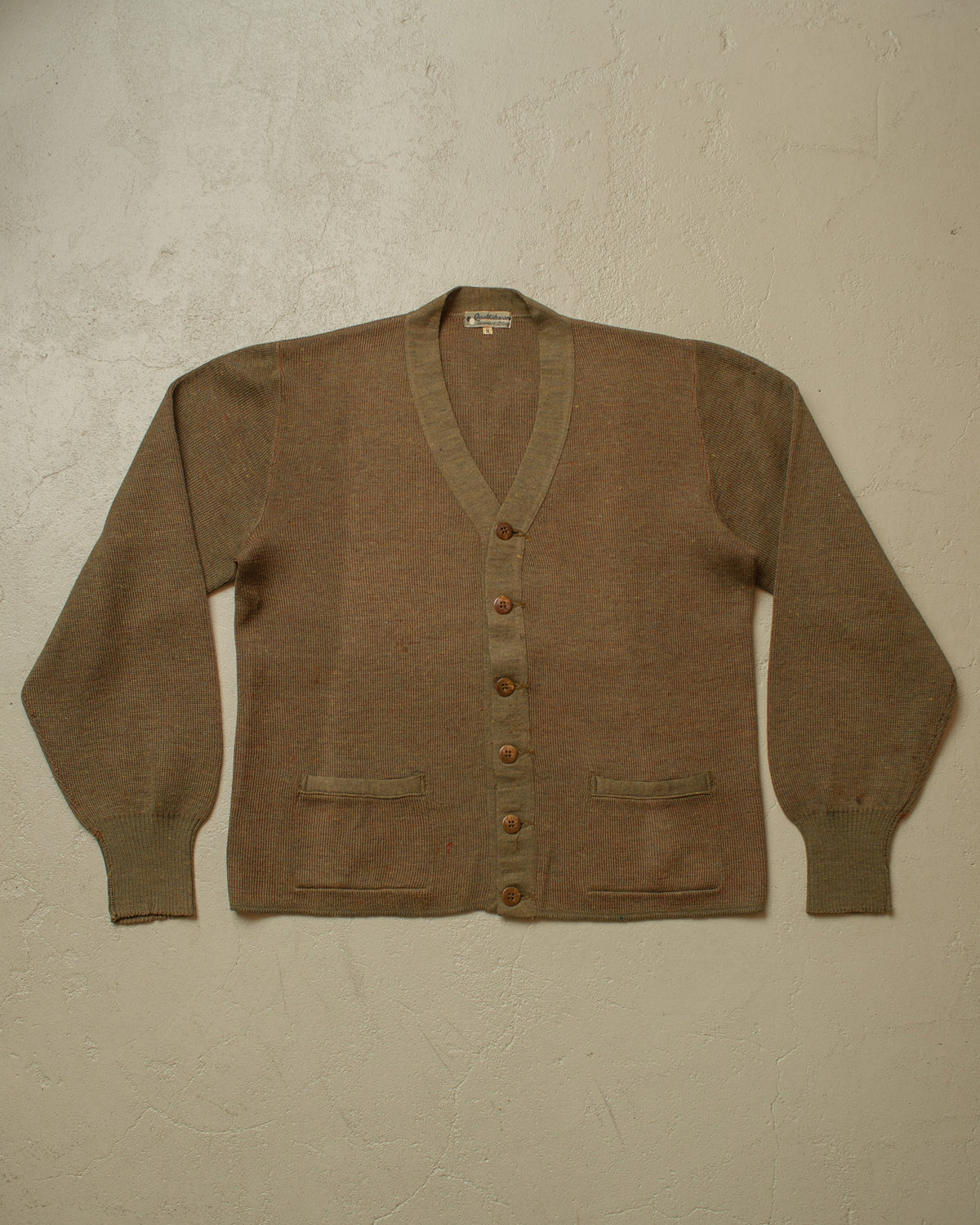 1940s unworn German "Qualitätsware" Wool Knit Cardigan khaki - M/L