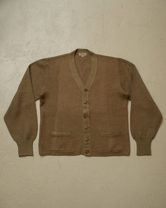 1940s unworn German "Qualitätsware" Wool Knit Cardigan khaki - M/L