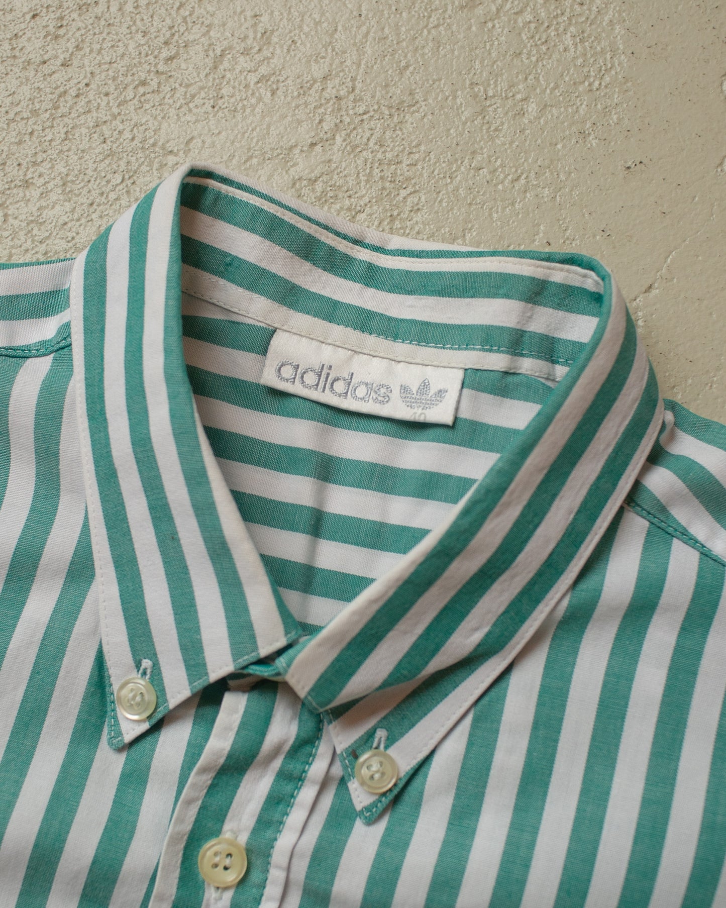 1990s Adidas Outdoor Shirt striped green - M/L
