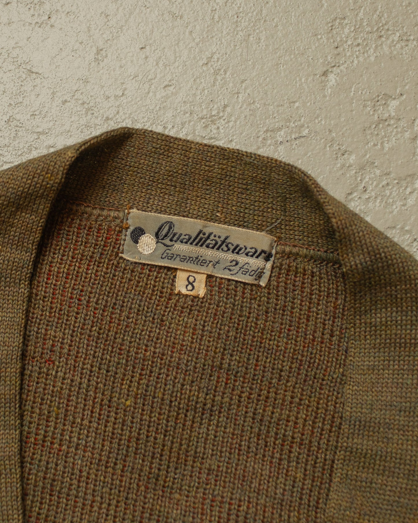 1940s unworn German "Qualitätsware" Wool Knit Cardigan khaki - M/L