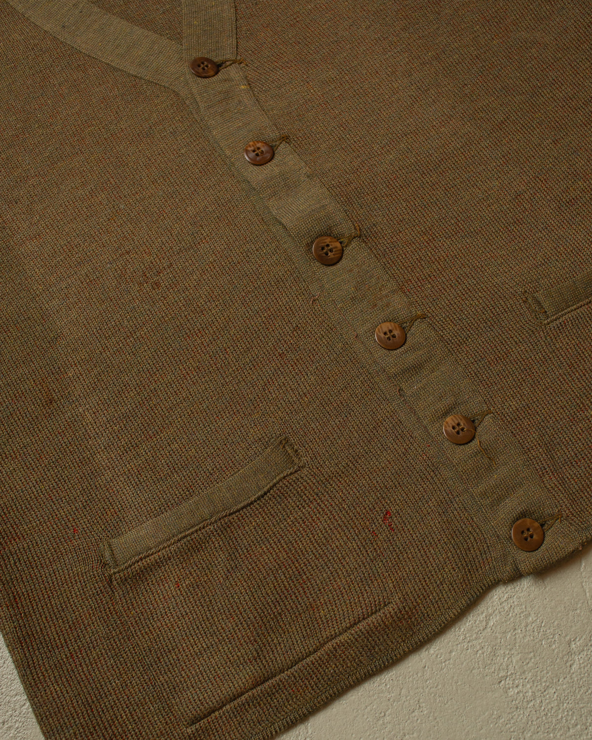 1940s unworn German "Qualitätsware" Wool Knit Cardigan khaki - M/L