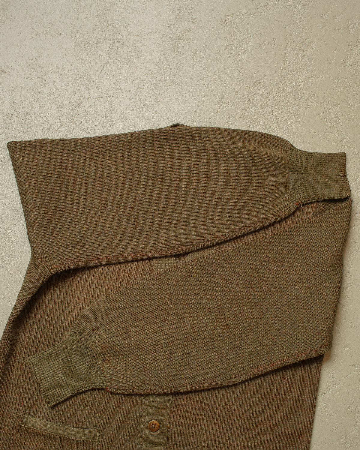 1940s unworn German "Qualitätsware" Wool Knit Cardigan khaki - M/L