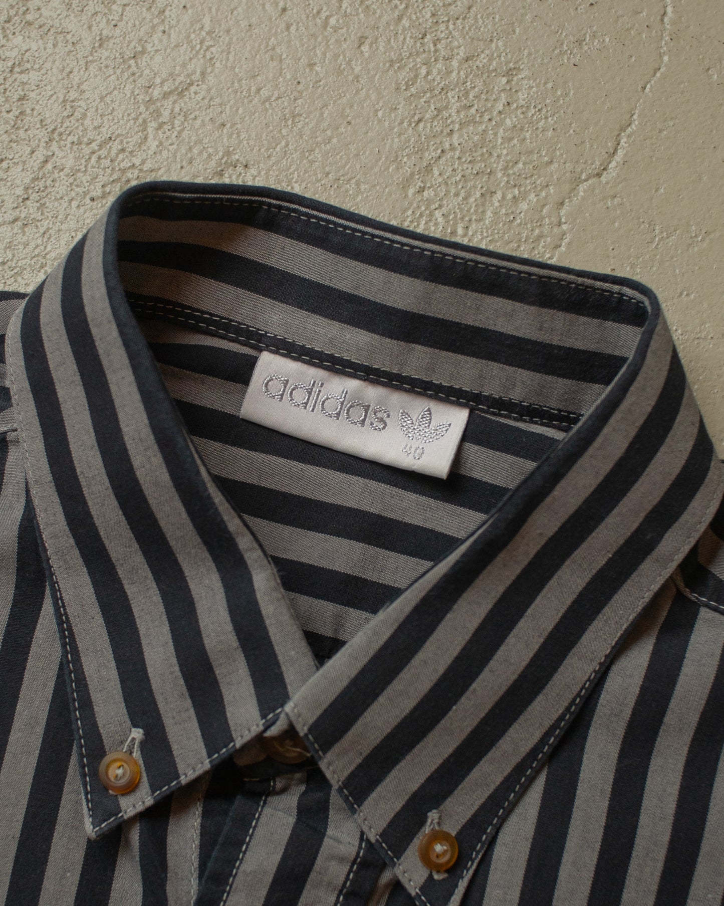 1990s unworn Adias Outdoor Two Pocket striped Shirt grey/black - M/L