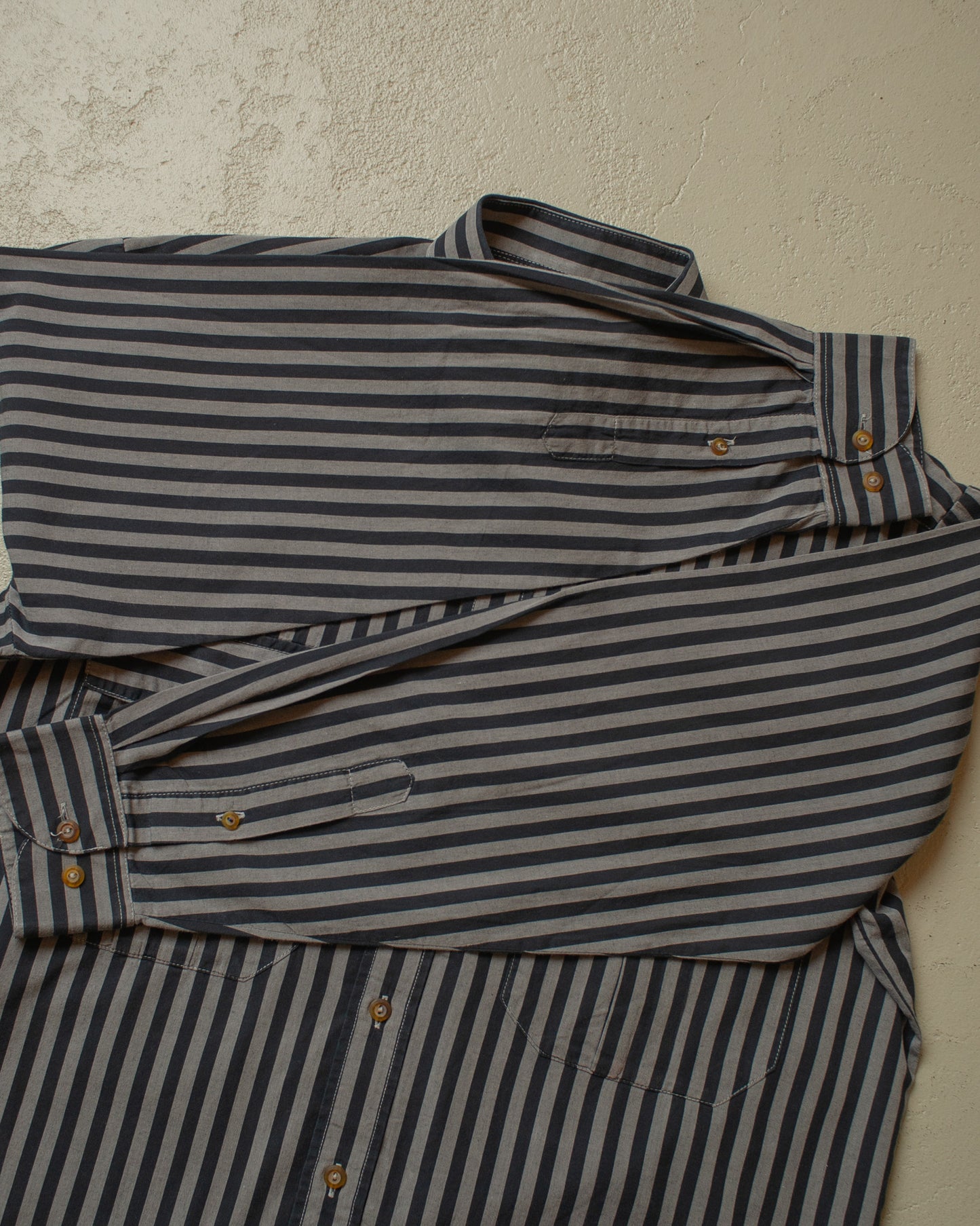 1990s unworn Adias Outdoor Two Pocket striped Shirt grey/black - M/L