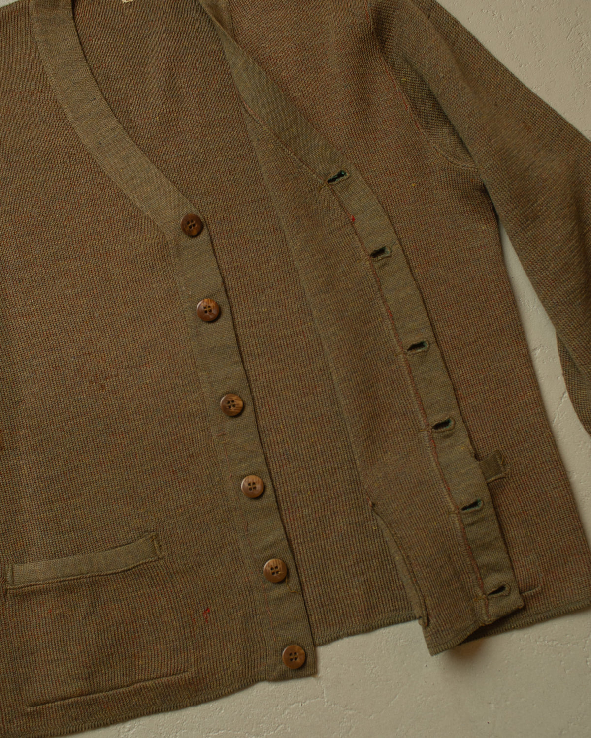 1940s unworn German "Qualitätsware" Wool Knit Cardigan khaki - M/L