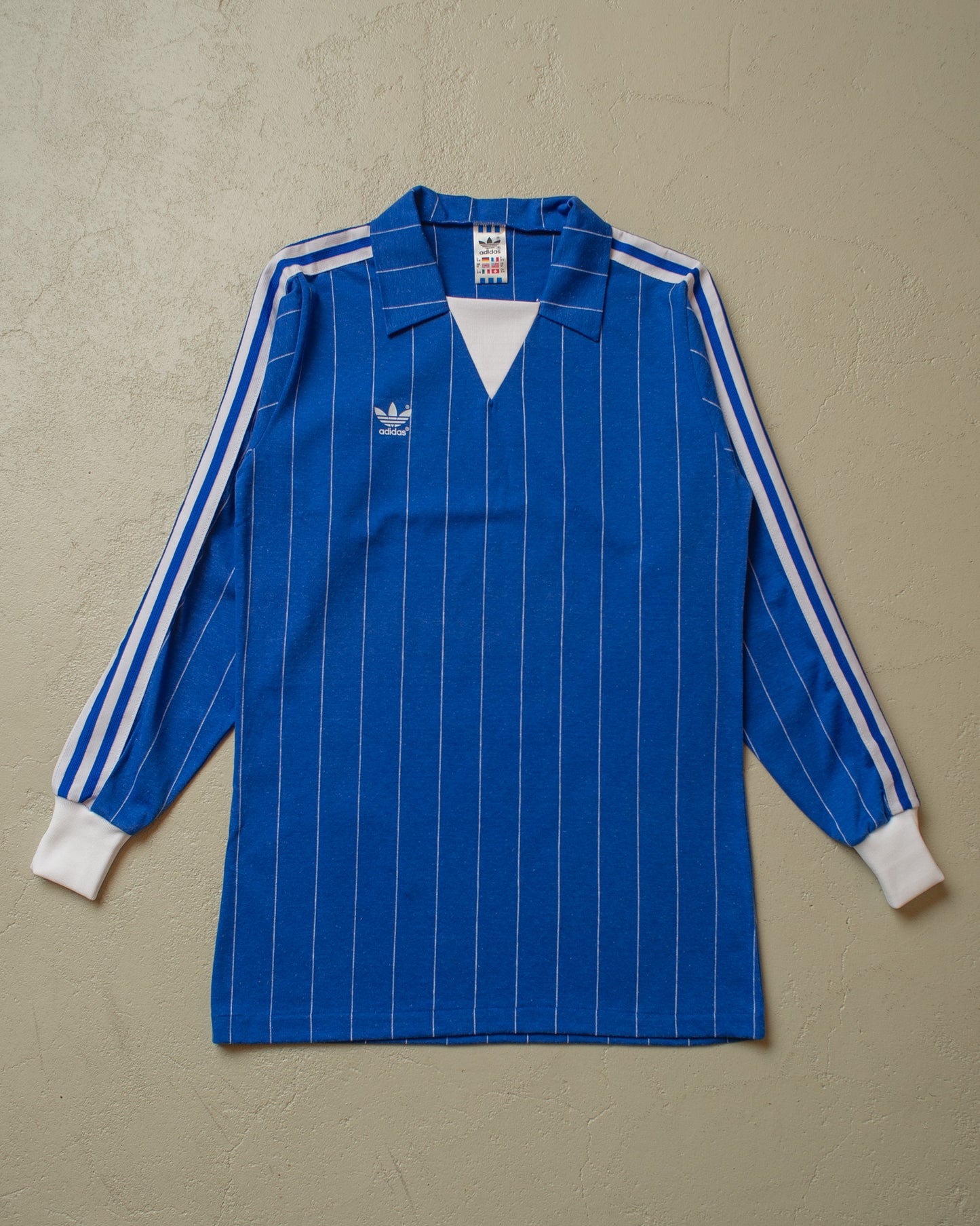 1980s unworn Adidas pinstriped Longsleeve Jersey blue - S/M