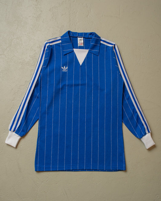 1980s unworn Adidas pinstriped Longsleeve Jersey blue - S/M