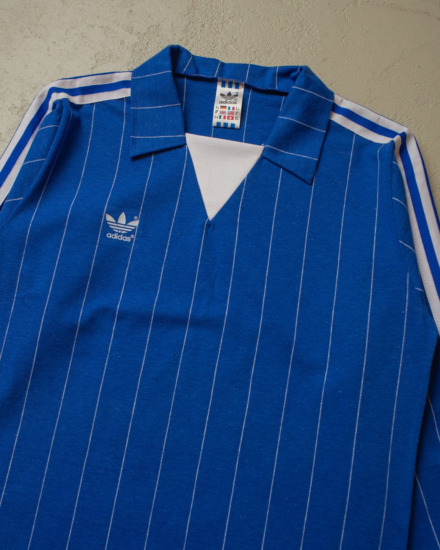 1980s unworn Adidas pinstriped Longsleeve Jersey blue - S/M