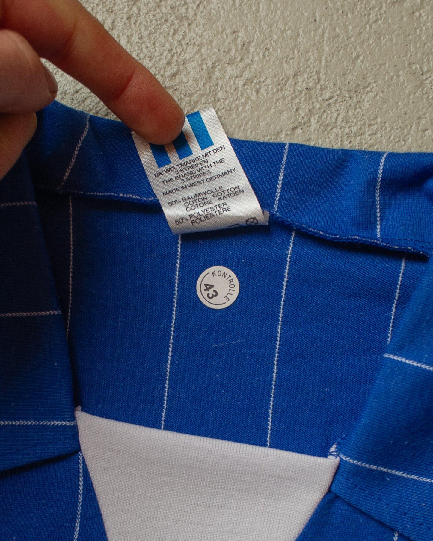 1980s unworn Adidas pinstriped Longsleeve Jersey blue - S/M